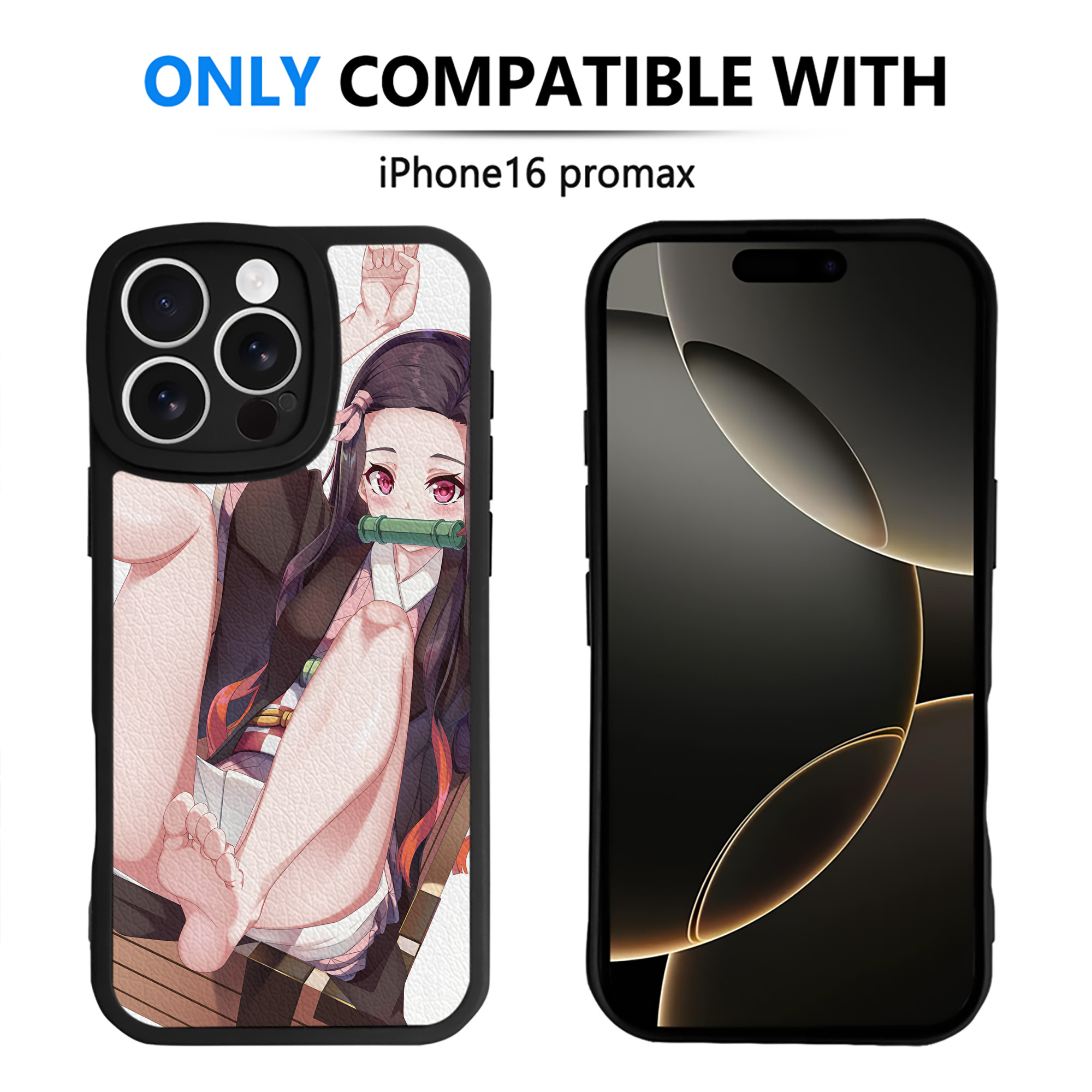 （画像用） 鬼滅の刃（きめつのやいば）竈門 禰󠄀豆子／かまど ねずこ Kamado Nezuko 【iPhone 16シリーズ対応】シリコンスマホケース（レザー調） 材質：シリコン